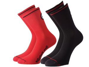 Assos mille_evo7 calcetines ciclismo (2 pares | negro / rojo)