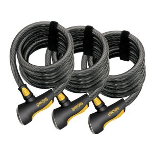 Onguard Cerradura de cable en espiral Dobermann (juego de 3 | 8028 | 5cm | ø12mm | llave igual)
