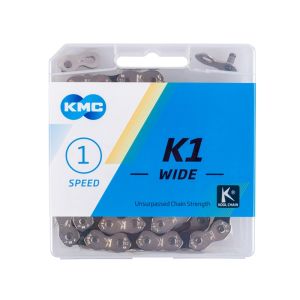 KMC K1 Cadena ancha para bicicleta (100 eslabones | plata / negro)