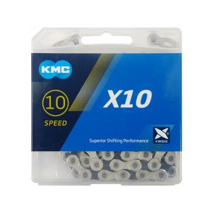 KMC Cadena de bicicleta X10 (114 eslabones | plata / negro)
